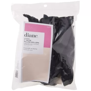 Diane 1-Inch Satin pillow Rollers - Black ( D5042)