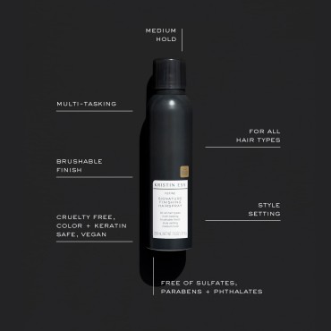 Kristin Ess Hair Refine Signature Finishing Hairspray for Hair Styling - Flexible Hold, Brushable Texture, Style Support for Straight, Textured, Wavy or Curly hair, Vegan, 7.5 oz