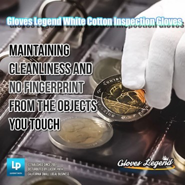 3 Pairs (6 Gloves) - Gloves Legend 100% Cotton Whi...
