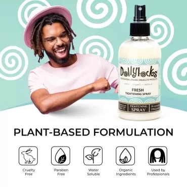 Dollylocks Dreadlock Tightening Spray | Fresh | Professional Dreadlock Products | Plant Based | Water Soluble | Petrolatum Free | Organic Ingredients | Locking, Tightening, Styling (8oz)