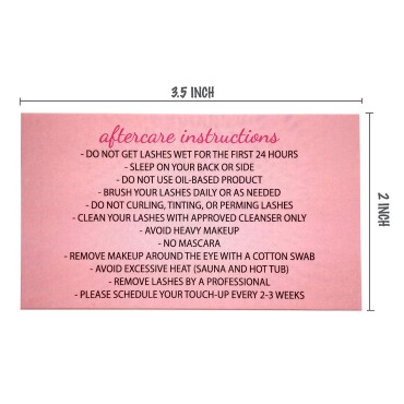 FLYING DRAGON 100 Lash Extension Aftercare card, L...