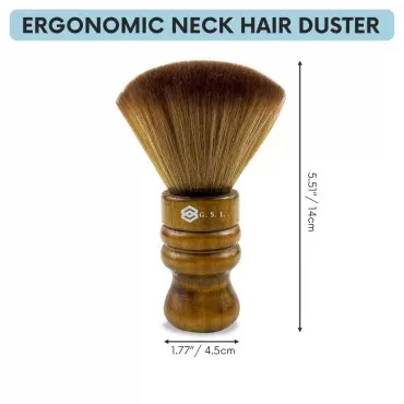 G. S. I. Professional Neck Hair Duster |Barber Brush Neck Duster | Professional Barber Accessories | Hair Styling Tools | Brown Hair Brush | Duo Pack - 14 x 4.5 cm
