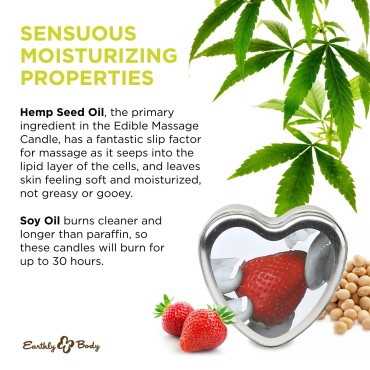 Earthly Body Edible Massage Candle, Strawberry - 4...