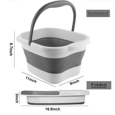 MontNorth Collapsible Foot Soak Tub with Handle,4 Gallons/15L Multifunction Foldable Foot Bath Basin with Massage Acupoint,Plastic Foot Bucket for Soaking Feet,Grey