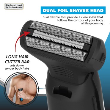Wahl MANSCAPER Rechargeable Deluxe Hair Trimmer and Shaver for Total Body Grooming and Your Hair Down There with Safe-Touch Detachable Stainless Steel Precision Blades - Model 5708