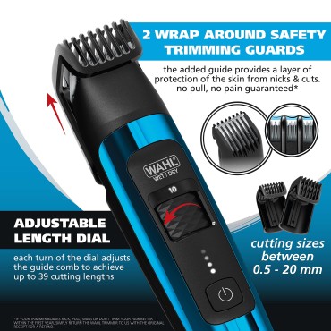 Wahl MANSCAPER Rechargeable Deluxe Hair Trimmer and Shaver for Total Body Grooming and Your Hair Down There with Safe-Touch Detachable Stainless Steel Precision Blades - Model 5708