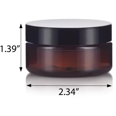 2 oz Amber PET Plastic Refillable Low Profile Jar ...