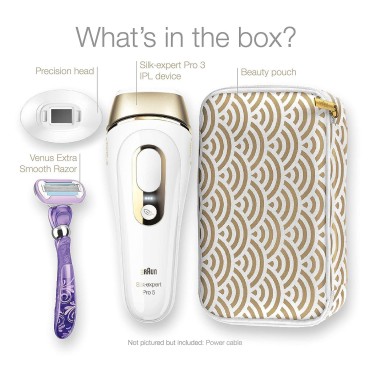 Braun IPL Laser Hair Removal Device for Women & Men, Silk Expert Pro5 PL5137 with Venus Razor, Lasting Reduction in Hair Regrowth, Safe & Virtually Painless Alternative to Salon Laser Hair Removal