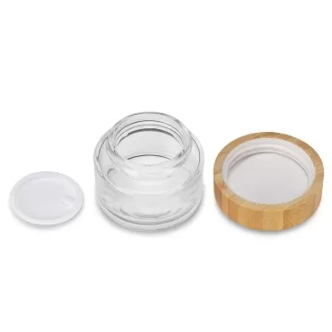 1.7 OZ/50 ML Clear Round Glass Jars with Bamboo Wo...