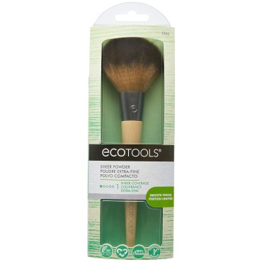 EcoTools Large Powder Brush, Made with Recycled and Sustainable Materials, Cruelty Free Synthetic Taklon Bristles, Aluminum Ferrule, Recycled Packaging