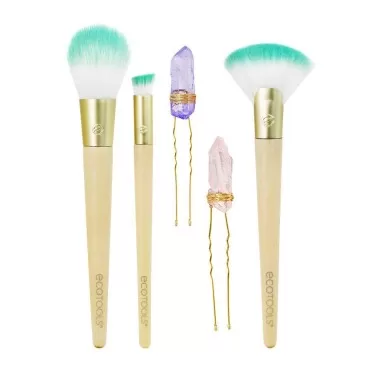 Ecotools Glossy Finish MakeUp Brush Set, Beige/Gre...