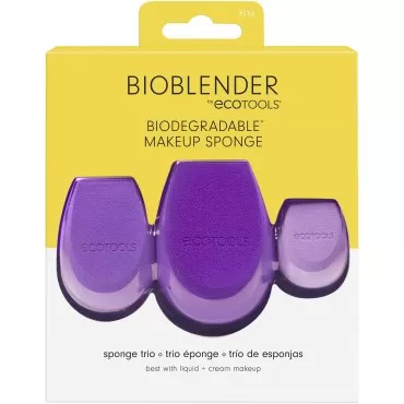 EcoTools Bioblender Makeup Sponge Trio, Large, Medium, & Small Beauty Sponges, Natural Makeup Blender Beauty Sponges for Liquid and Cream Foundation, Cruelty Free and Vegan, 3 Count