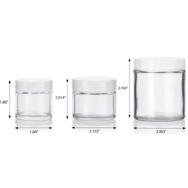 JUVITUS 6 piece Clear Glass Straight Sided Jar Multi Size Set : Includes 2-1 oz, 2-2 oz, and 2-4 oz Clear Glass Jars with White Lids + Spatulas for Aromatherapy, Essential Oils, Travel and Home