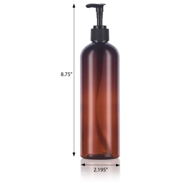 12 oz Amber Slim Tall Boston Round Plastic PET Bot...