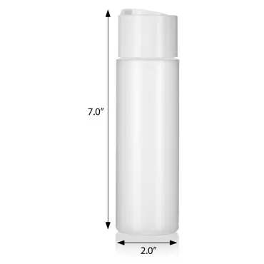 JUVITUS 8 oz / 250 ml Professional Natural Clear Refillable Plastic Squeeze (BPA Free) Bottle with Wide White Disc Cap Lid (6 pack)