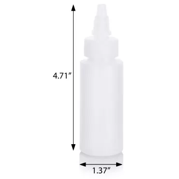 JUVITUS 2 oz Natural Clear Plastic Squeeze Bottle with Twist Top Spout + Funnel (6 pack)