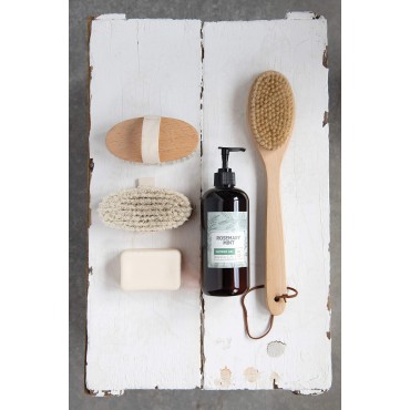 Creative Co-Op Beech Wood Bath Elastic Band & Meta...
