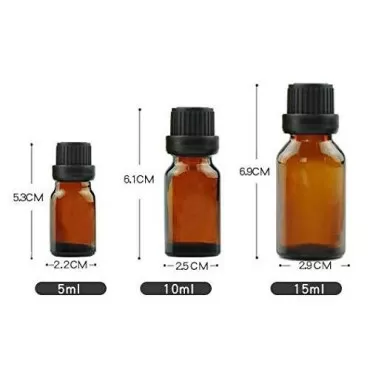 erioctry 3PCS 10ml Empty Portable Amber Glass Vial Essential Oil Bottles with Orifice Reducer and Black Cap for Cosmetic Essential Oils Chemistry Lab Chemicals Colognes Perfume Aromatherapy