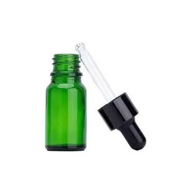 VASANA 6PCS 5ml Green Empty Refillable Essential Oil Glass Dropper Bottle with Black Cap Makeup Sample Storage Holder Container for Essential Oil Perfume Aromatherapy
