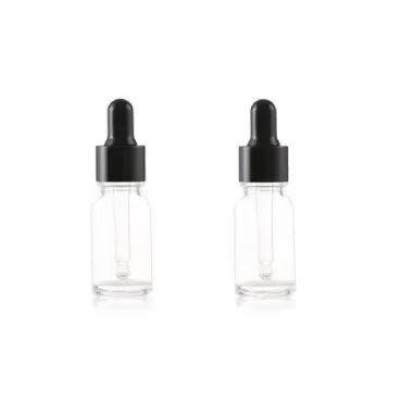 VASANA 6PCS 15ml/0.5oz Empty Refill Portable Clear Glass Essential Oil Dropper Bottle with Black Cap Cosmetic Sample Storage Holder Container for Perfume Aromatherapy Packing DIY Beauty Tools