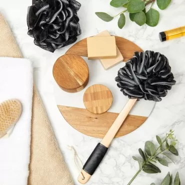 Loofah Bath Set with 1 Loofah on A Stick, 2 Sponge...