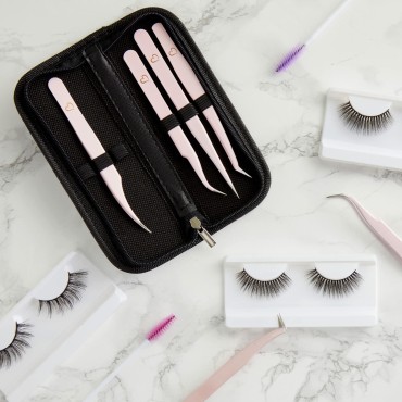 6-Piece Precision Tweezer Set for Eyelash Extensio...