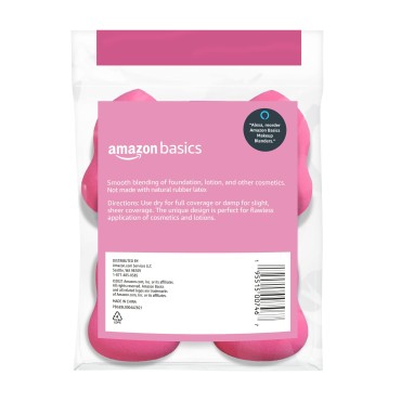 Amazon Basics Large Makeup Blender, 4-Pack, Pink (...