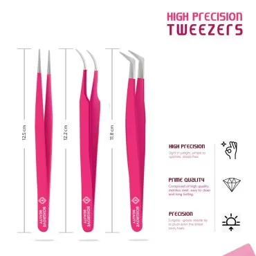 Lash Tweezers, Pack of 3 Stainless Steel Tweezers ...
