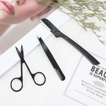 3pc Eyebrow Set. Includes scissors, tweezers with comb and foldable razor.