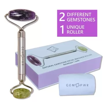 GEM PWR Amethyst + Jade Roller for Face and Neck M...