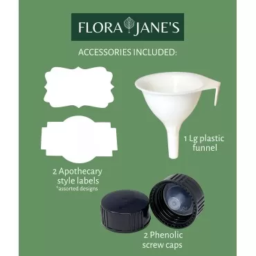 Flora Jane's Amber Glass Fine Mist Spray Bottles with Bamboo Sprayer, 4 oz. Empty Bottles 2 Pack