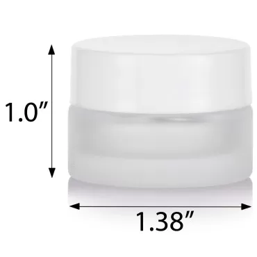 Frosted Clear Glass 5 ml 1/6 oz Small Thick Wall Balm Salve Pot Container Jars with White Smooth Foam Lined Lids (6 pack)