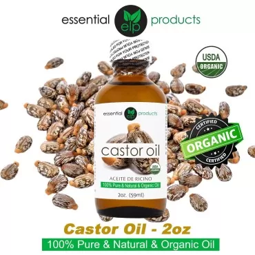 EASY LOOK ELP Pure Organic Castor Oil - Promotes Hair, Eyebrow and Eyelash Growth - Diminishes Wrinkles and Signs of Aging - Hydrates and Nourishes Skin - 100% Pure 2 fl oz