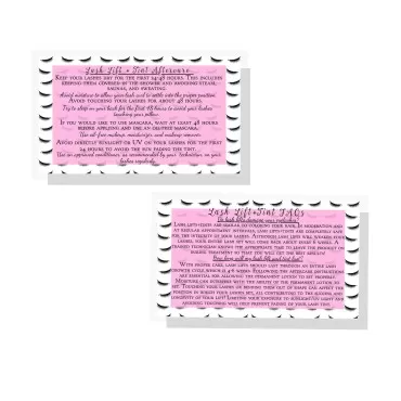 Lash Lift + Tint Aftercare Instruction Cards | 50 ...