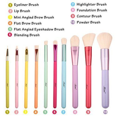 Matto Makeup Brushes 10-Pieces Colorful Wood Handl...