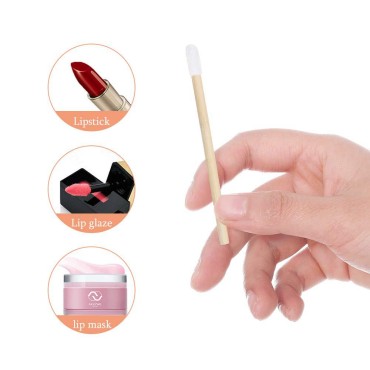 100pcs Lip Gloss Wands Disposable Bamboo Handle Lip Brushes Lipstick Applicator Makeup Tool