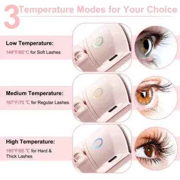FIBOTY Heated Eyelash Curlers,Eyelash Curlers with Comb and Eyeliner Brushes, Heated Lash Curler 3 Heating Modes for Natural Curling (Light Pink?