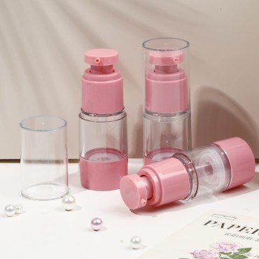 IUASZZ Airless Pump Bottles, 0.5 oz 15ml 3 Pack Refillable Rose Gold Travel Bottles Cosmetic Containers for Foundation Lotion Shampoo