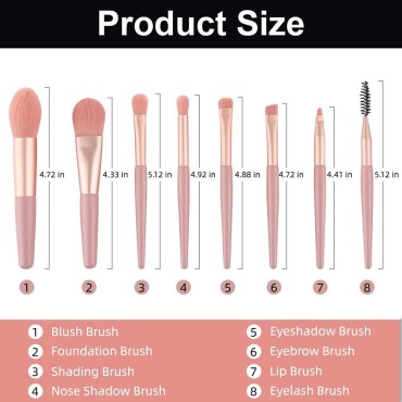 Liasun Travel Makeup Brush Set 8PCS Mini Size Prem...