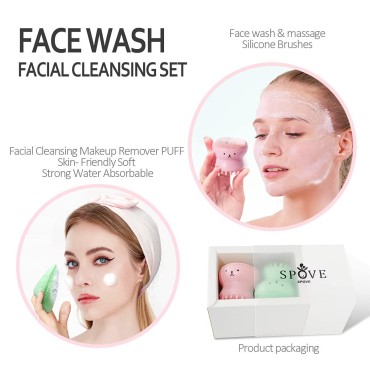 2pcs Jellyfish Silicone Manual Facial Cleansing Br...