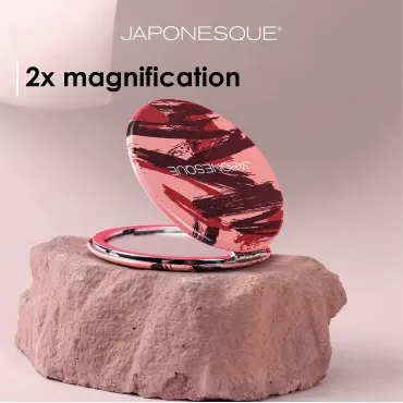 JAPONESQUE Limited Edition Compact, Double Sided Beauty Mirror, 2x Magnification, Perfect for on the go Touchups