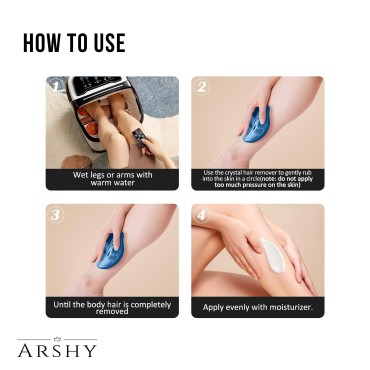 ARSHY! Crystal Hair Eraser - Painless Bleam Hair Removal Stone for Unisex- Reusable Crystal Hair Remover Magic Painless Exfoliation Tool for Legs, Arms and Under Bikni Area
