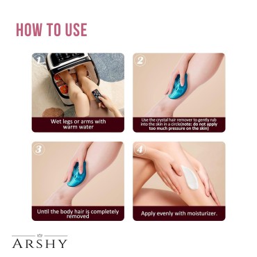 ARSHY! Crystal Hair Eraser - Painless Bleam Hair Removal Stone for Unisex- Reusable Crystal Hair Remover Magic Painless Exfoliation Tool for Legs, Arms and Under Bikni Area (Pink)