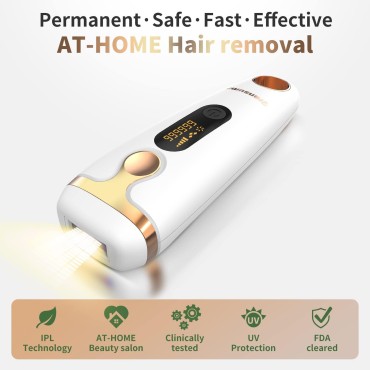 IPL Laser Hair Removal Device Permanent Painless Remover Reduction in Hair Regrowth for Women and Man at Home Whole Body Armpits Back Legs Arms Face Bikini Line, Corded