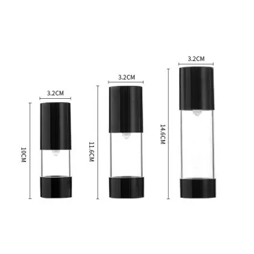 ericotry 3PCS 15ML Black Airless Pump Bottles-Empty Refillable Plastic Cream Lotion Toner Cosmetic Toiletries Liquid Storage Travel Bottle Dispenser Containers Jar Pots (15ML)