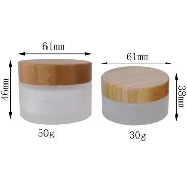 ericotry 30g 30ml Environmental Bamboo Lid Frosted Glass Bottle Cream Jars Pot Empty Upscale Refillable Cosmetic Bottle Storage Container for Face Cream Lip Lotion Balm Ointments 1pcs (30ml)