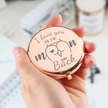 Dyukonirty Birthday Gifts for Sweetheart Unique Personalized Gifts Rose Gold Compact Mirror Engraved I Love You Funny Gifts for Lover Beloved Wife Girlfriend for Valentines Wedding Gifts