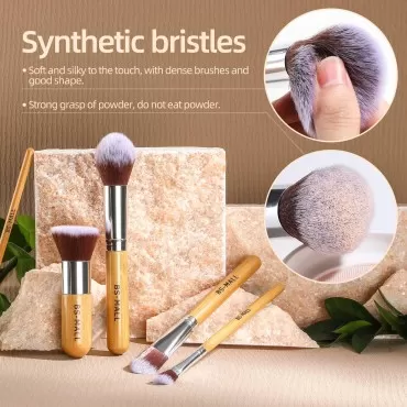 BS-MALL Makeup Brush Set 11Pcs Bamboo Synthetic Ka...