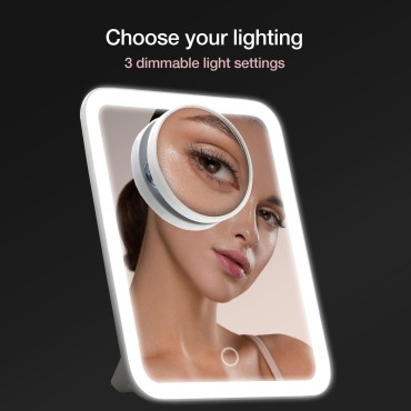 Fancii Portable LED Makeup Mirror with 3 Adjustabl...