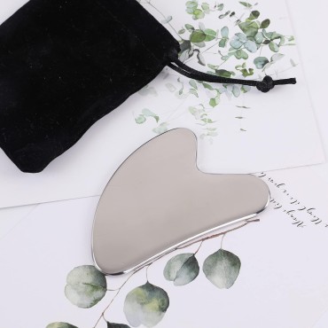 ENERGY Stainless Steel Gua Sha Tool with Travel Pouch Guasha Board Facial Tool for SPA Acupuncture Therapy Trigger Point Treatment, Gua Sha Scraping Massage Tool